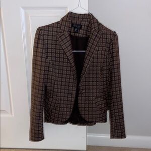 Rachel Zoe Brown Blazer Tailored Checkered Jacket